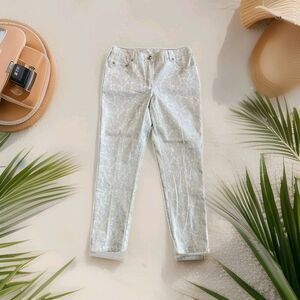 New Hearts of Palm Pants Go Platinum Paisley Women 4 Petite 4P Stretch Comfort